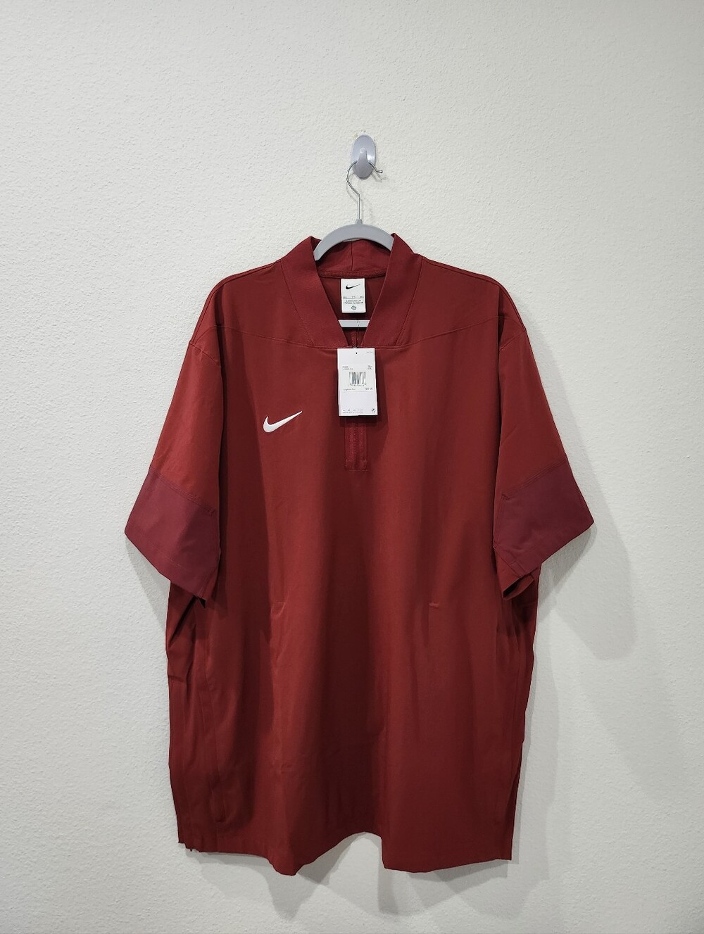 Nike Men's Short Sleeve Coach 1/4 Zip Jacket Burgundy Relaxed Fit HF7070-669 NWT